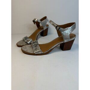Trask Carrie Sandal Heels Women Size 10M Silver Metallic Ankle Strap Shoes